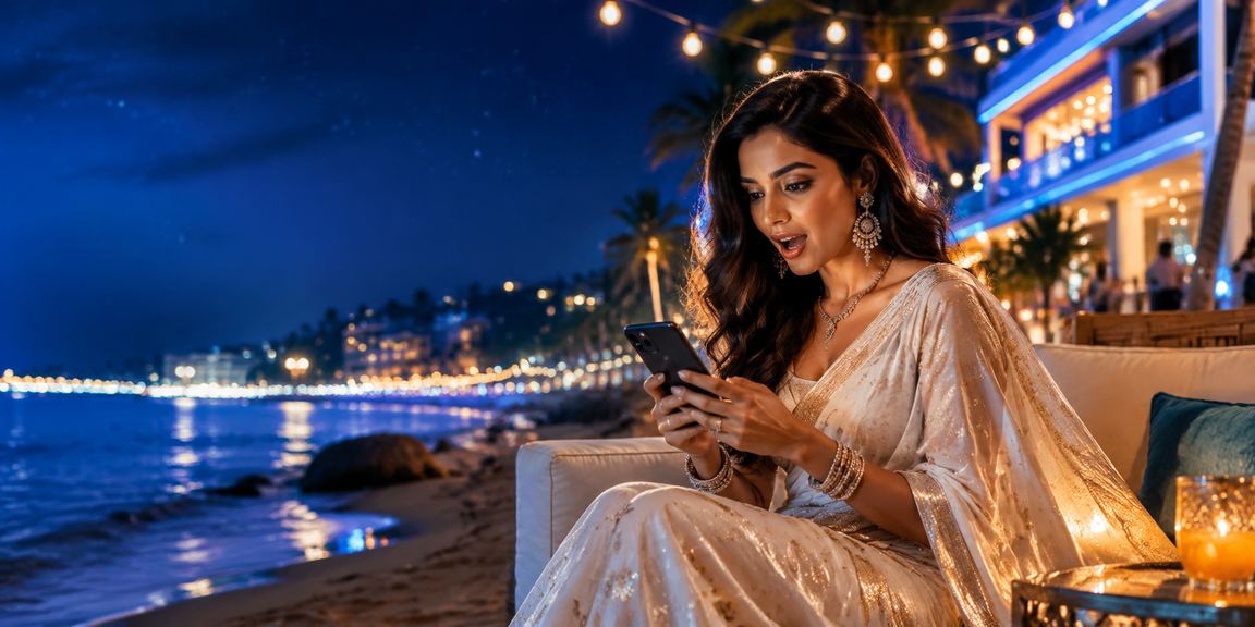 Indian woman enjoying mobile casino game responsibly